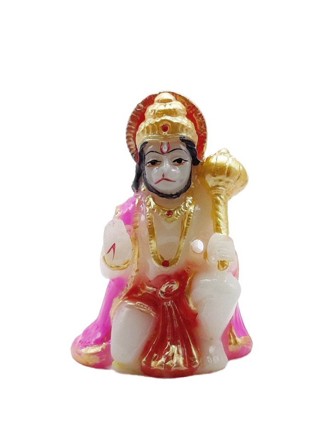 GLOOKS Hanuman Pink Polyresin Natural Living Room Small Showpiece - 1.2 Inches