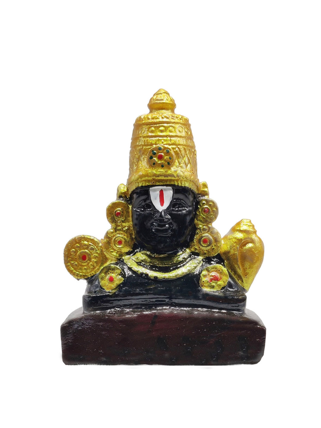 GLOOKS Tirupati Balaji Gold Marble Glossy Living Room Small Showpiece - 1.8 Inches