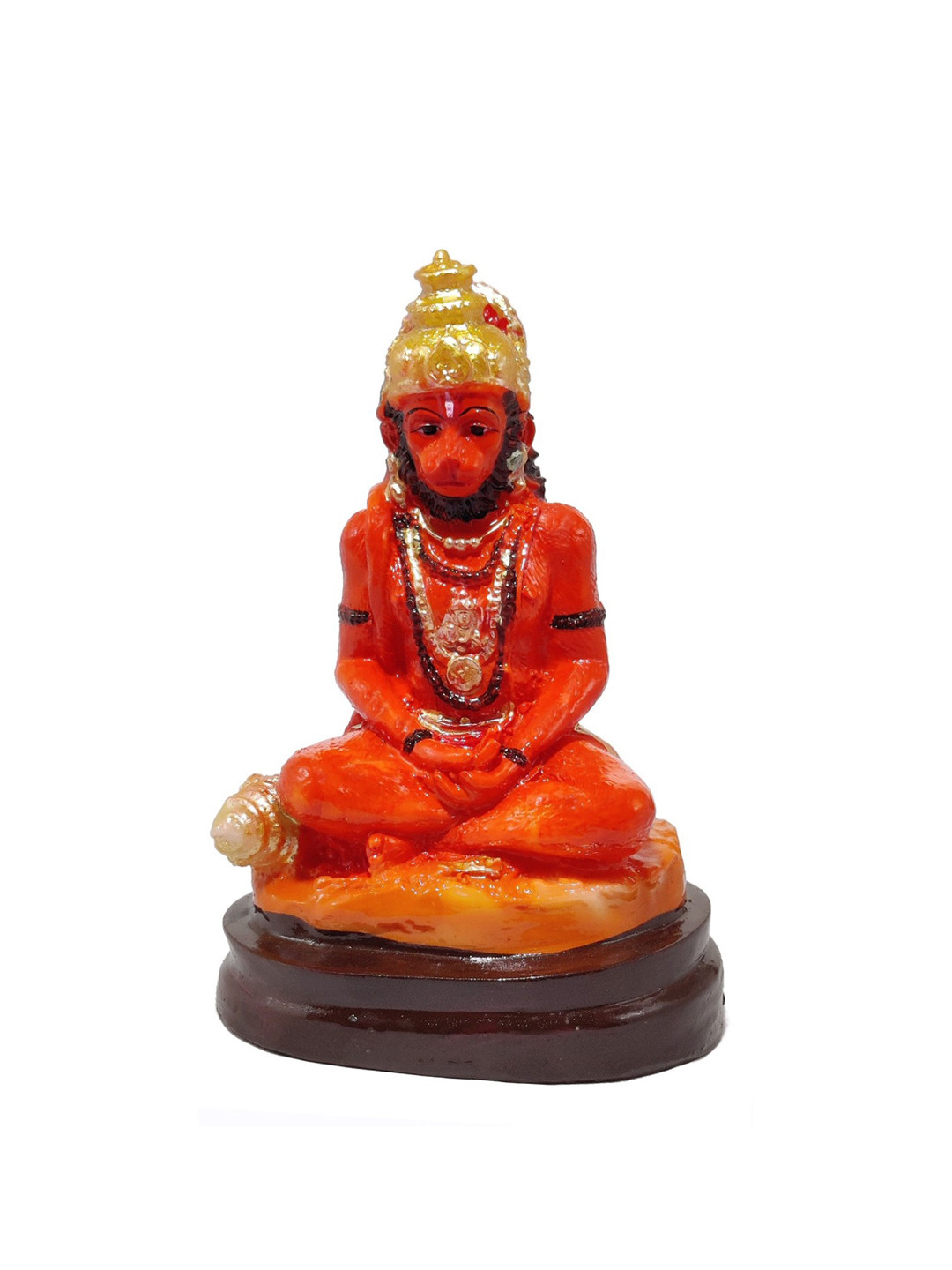 GLOOKS Hanuman Orange Marble Glossy Prayer Room Medium Showpiece - 2.4 Inches