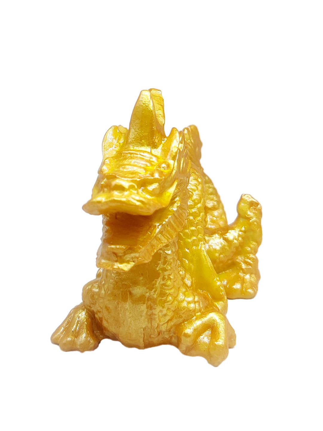 GLOOKS Dragon Gold Polyresin Glossy Living Room Medium Showpiece - 2 Inches
