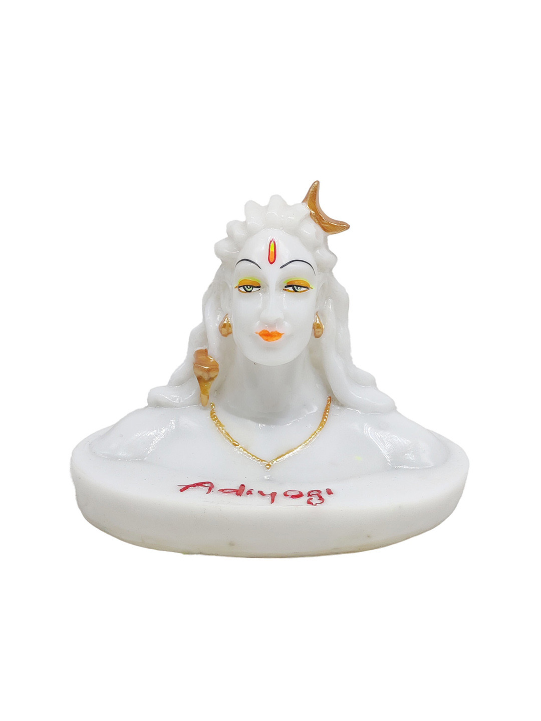 GLOOKS Adi Yogi Shiva White Marble Glossy Prayer Room Medium Showpiece - 4 Inches