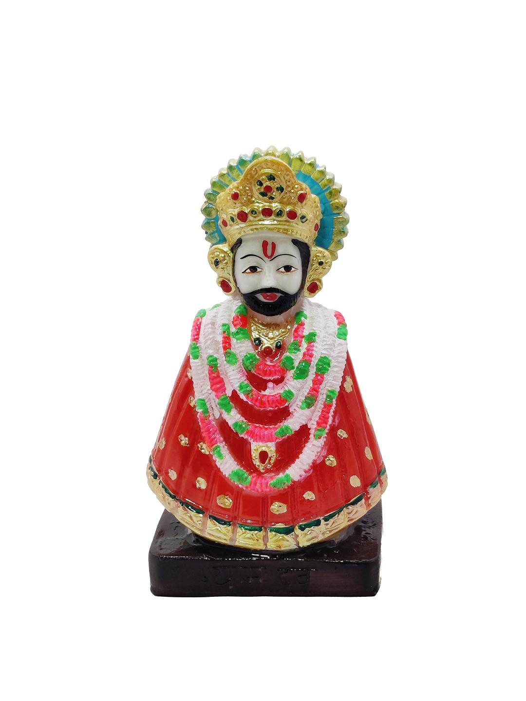 GLOOKS Lord Khatu Shyam Red Marble Glossy Prayer Room Medium Showpiece - 6.3 Inches