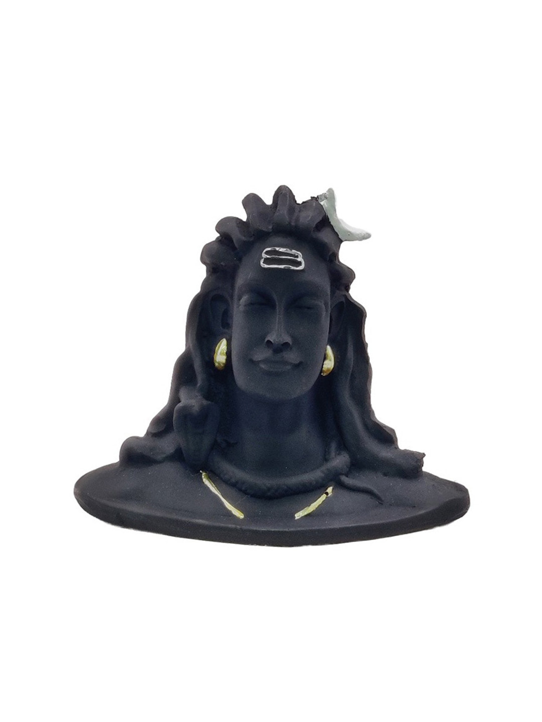 GLOOKS Adiyogi Shiva Black Polyresin Matte Prayer Room Medium Showpiece - 2.6 Inches