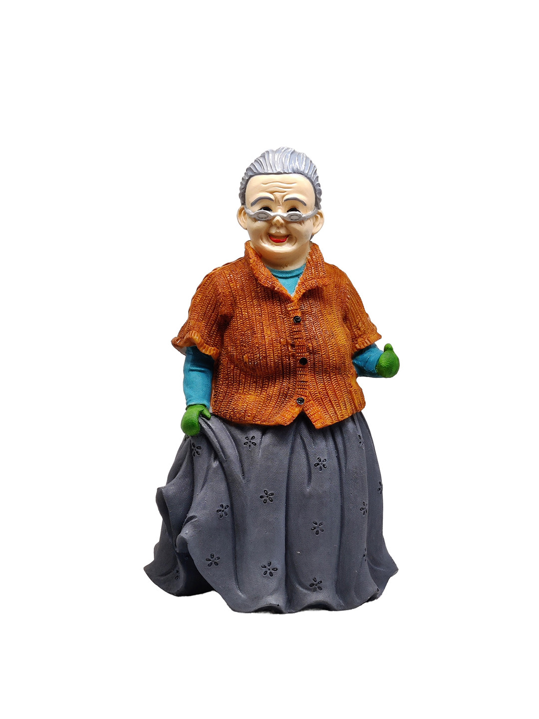 GLOOKS Beautiful Old Lady Brown Marble Matte Living Room Large Showpiece - 6.4 Inches