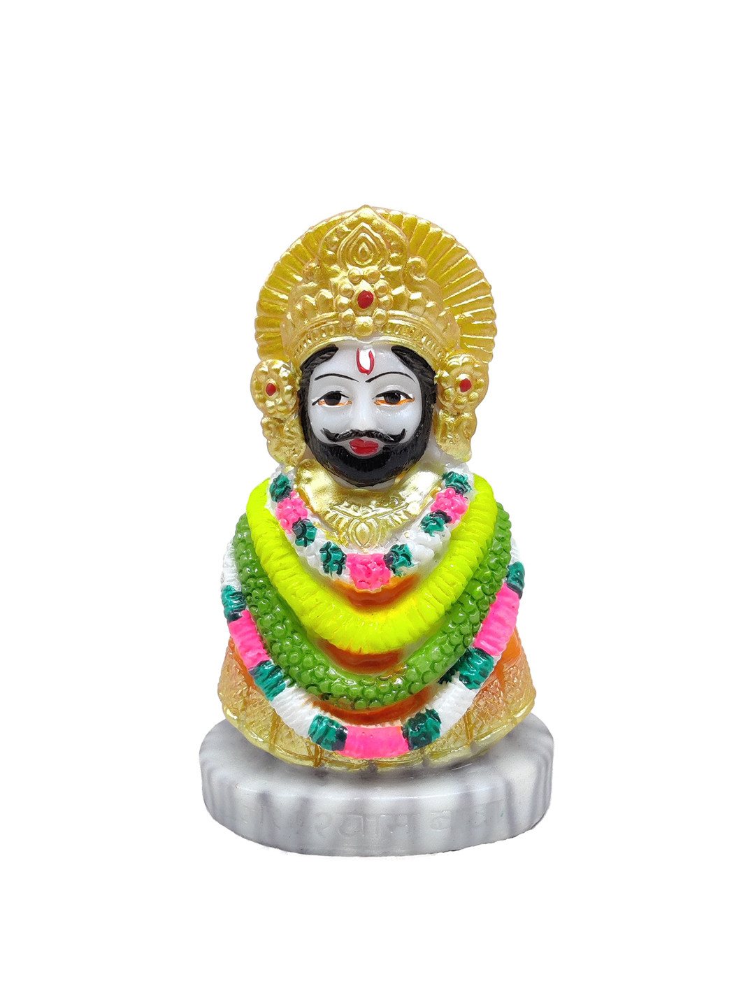 GLOOKS Khatu Shyam Green Polyresin Glossy Prayer Room Small Showpiece - 2.5 Inches