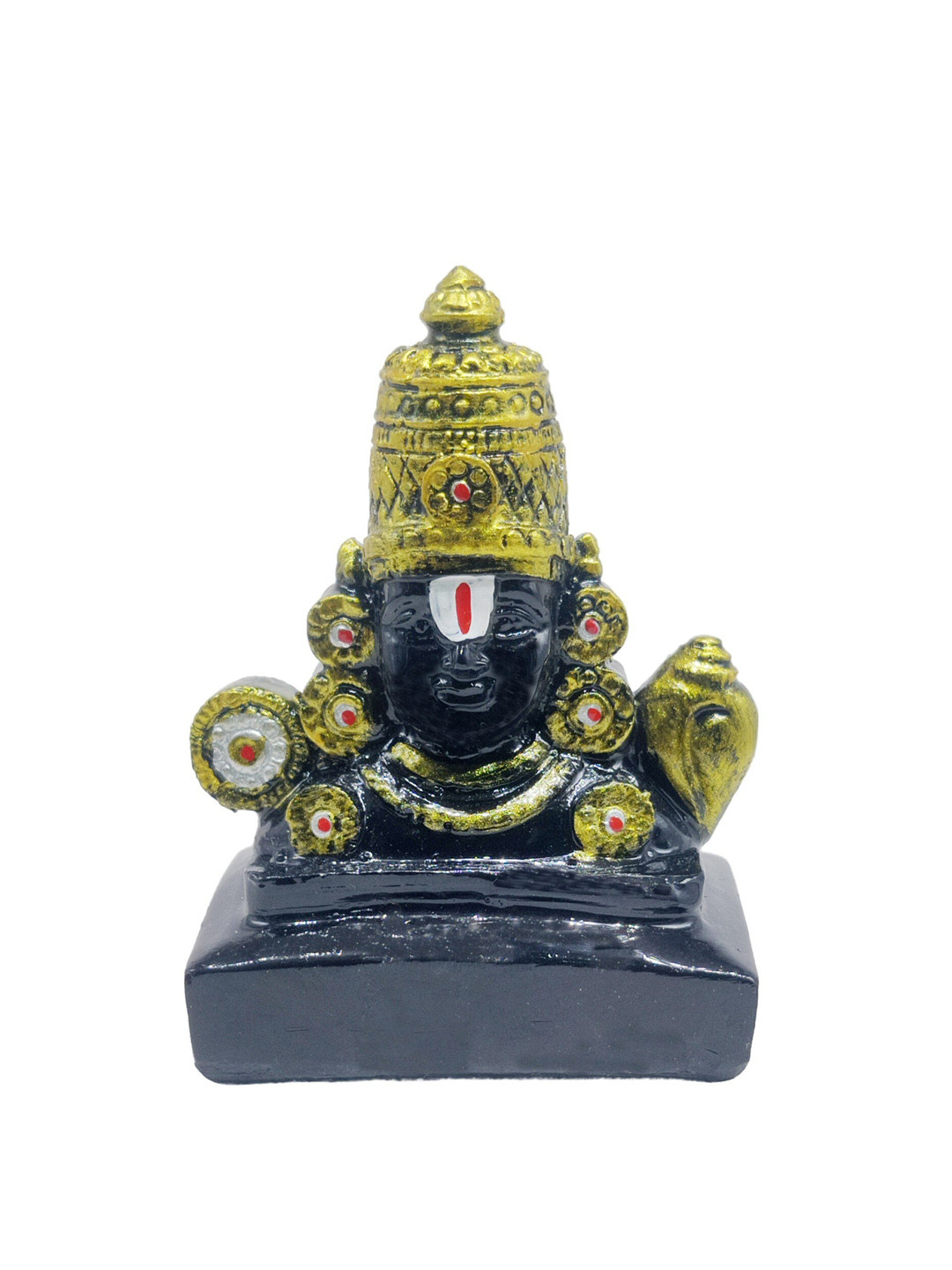 GLOOKS Tirupati Balaji Black Polyresin Matte Prayer Room Small Showpiece - 1.8 Inches