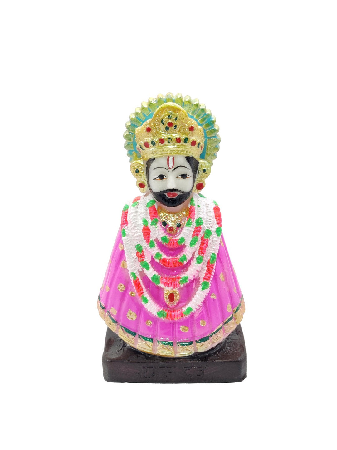 GLOOKS Lord Khatu Shyam Pink Marble Matte Prayer Room Medium Showpiece - 16 Inches