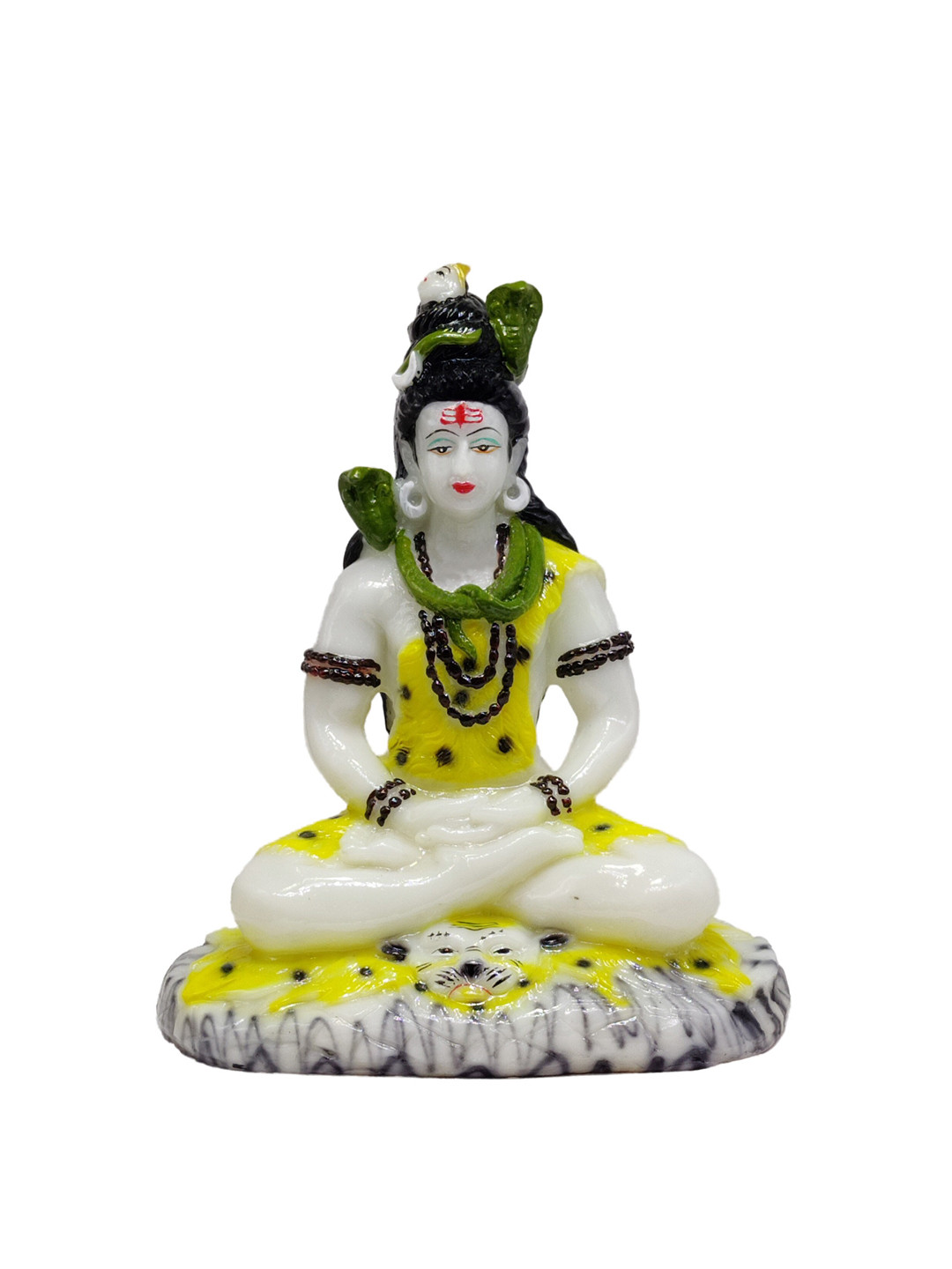 GLOOKS Shiva in Dhyan Mudra White Marble Glossy Living Room Medium Showpiece - 9.4 Inches