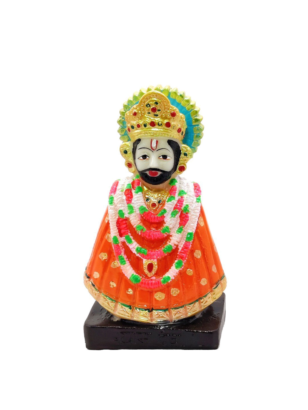 GLOOKS Lord Khatu Shyam Orange Polyresin Matte Prayer Room Medium Showpiece - 6.3 Inches