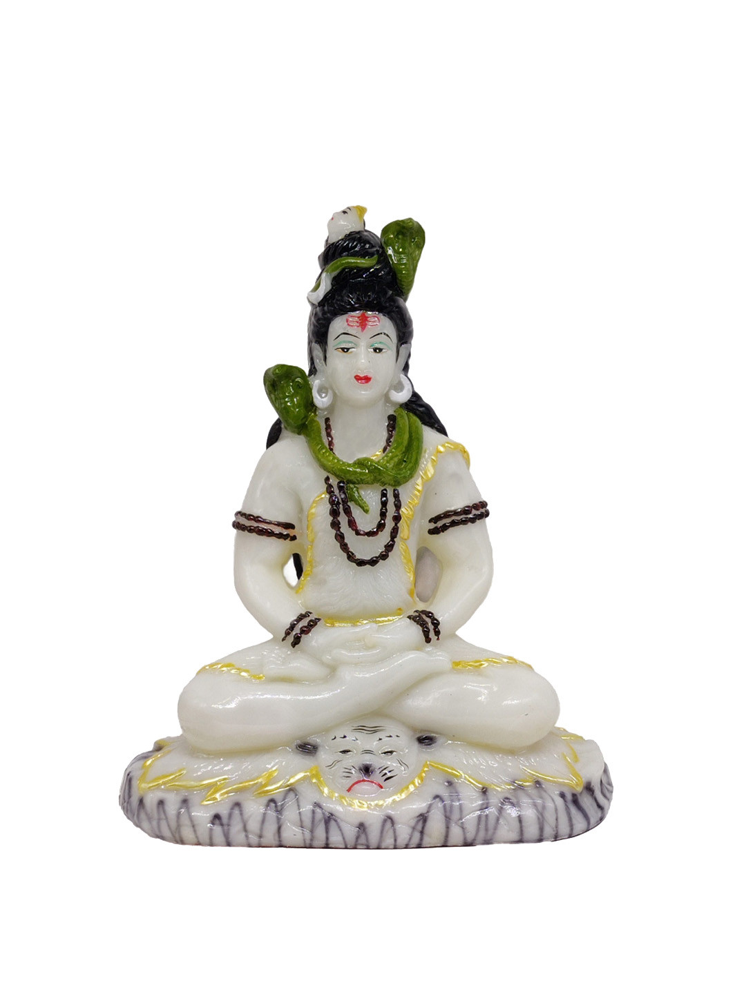 GLOOKS Shiva in Dhyan Mudra Off White Marble Glossy Prayer Room Large Showpiece - 24 Inches