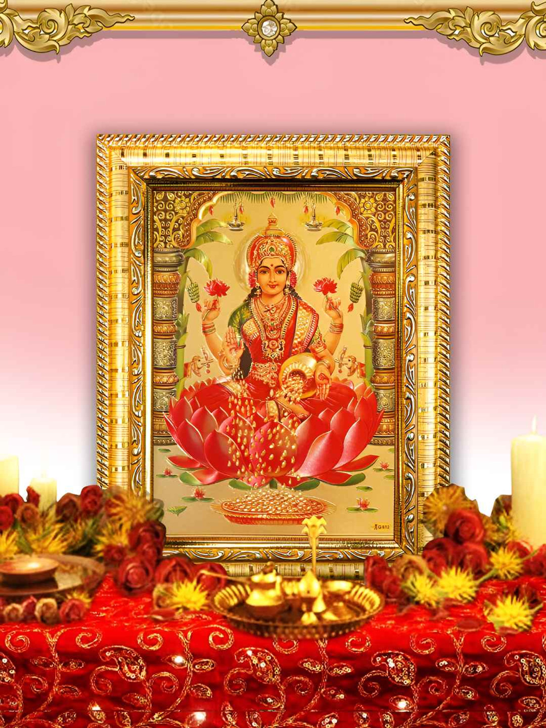 Hawai Pink & 24k Gold-Plated Goddess Lakshmi Wood Wall Photo Frames