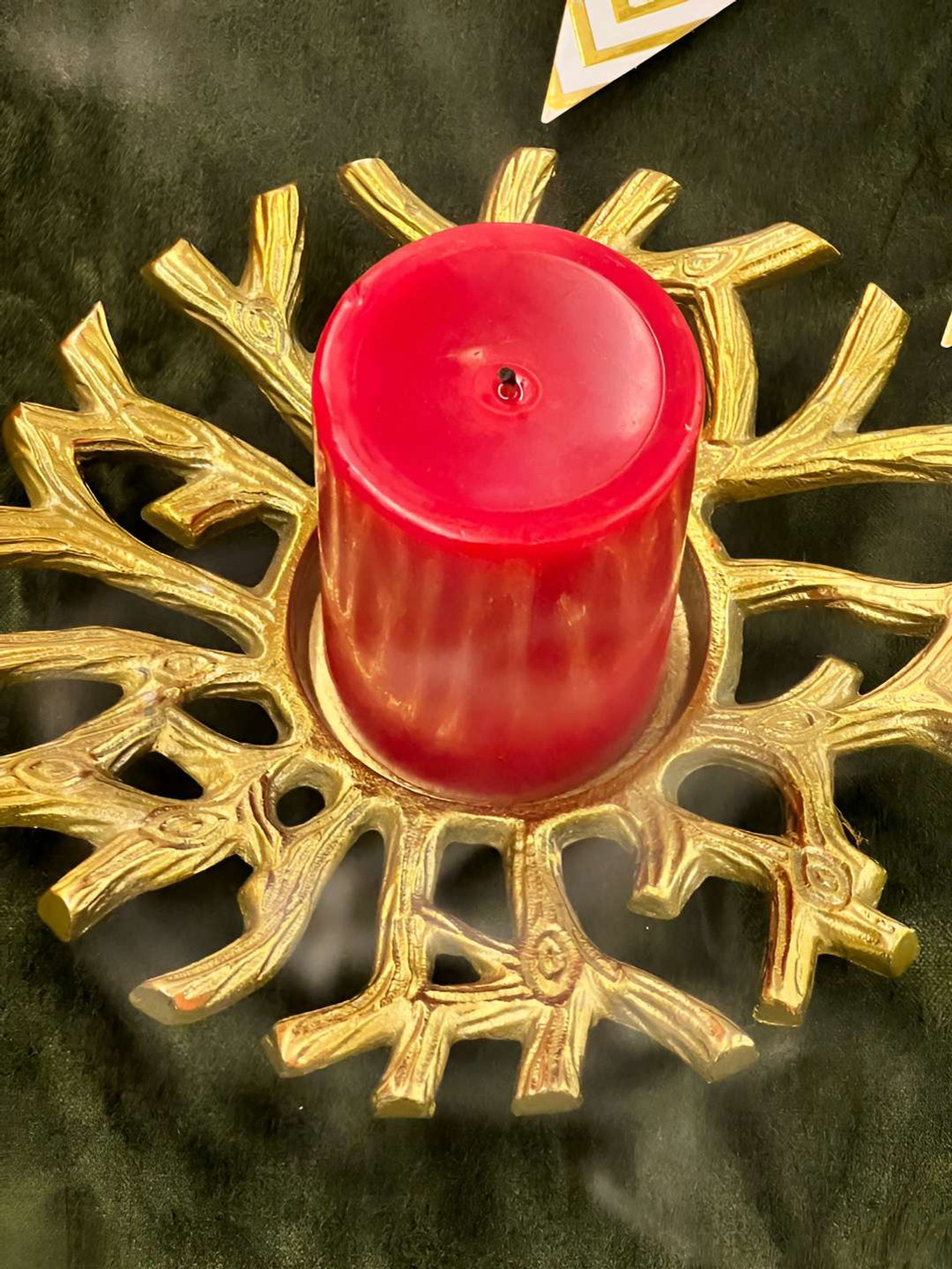 Timaya's Decor Yellow & Red Mystical Textured Candle Holder