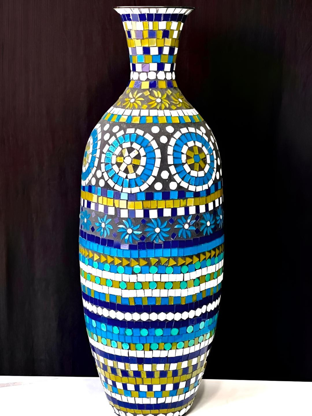 Timaya's Decor Blue Lagoon Blue & White Printed Vase