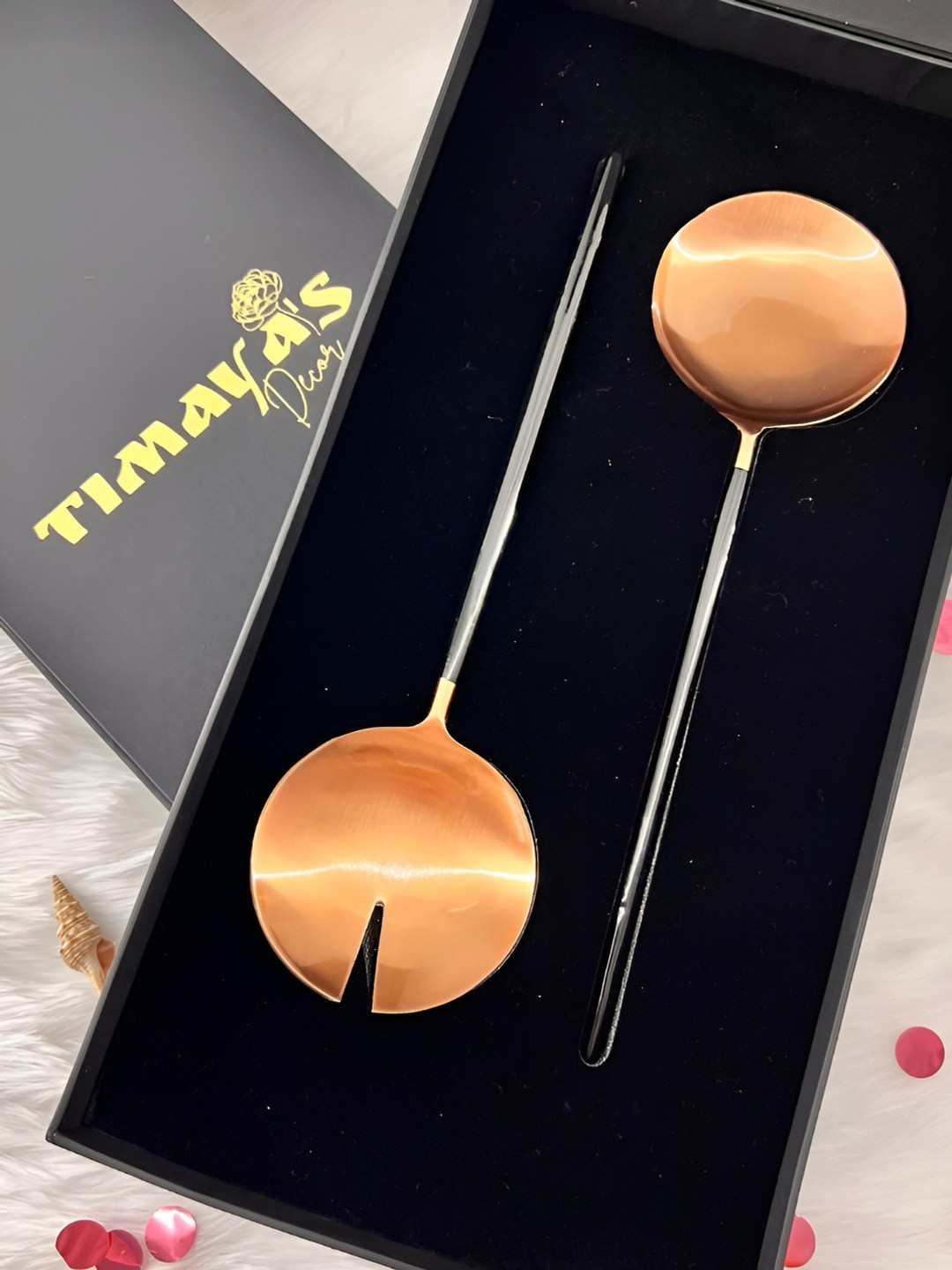 Timaya's Decor Beige 2 Pieces Stainless Steel Serving Set