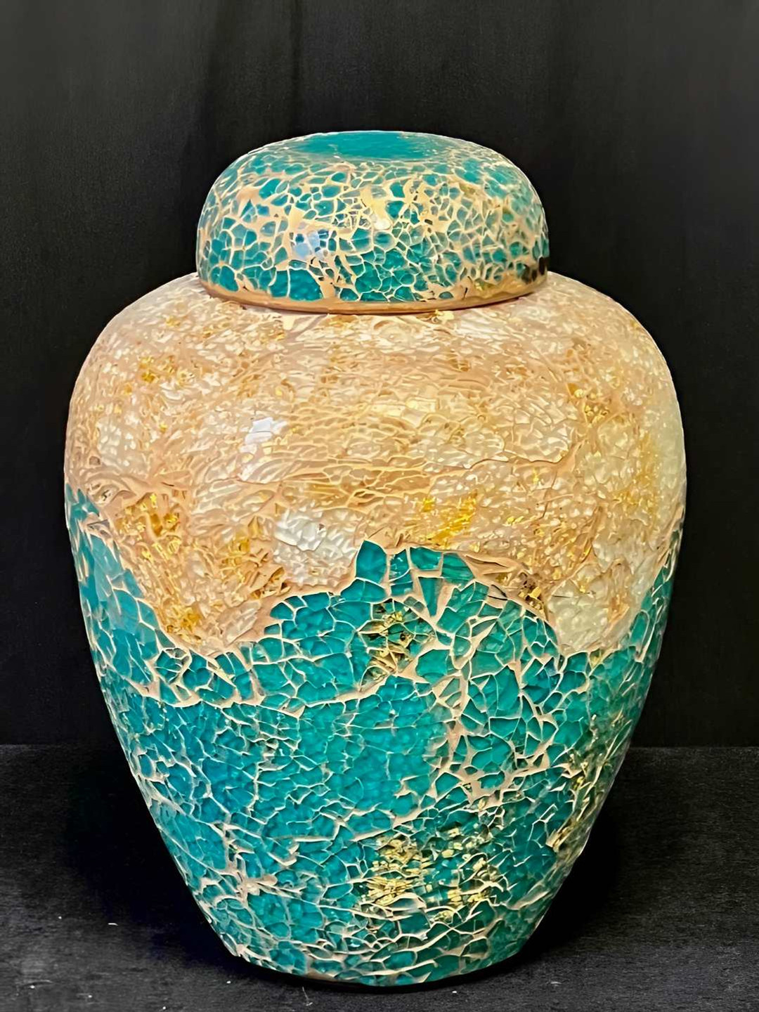 Timaya's Decor Sardinia Blue & Beige Textured Vase