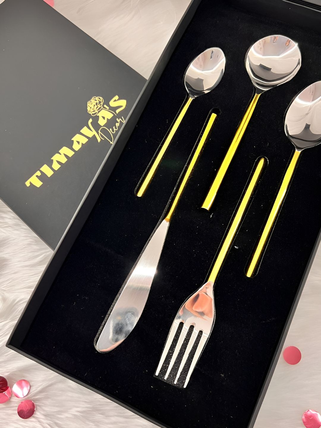 Timaya's Decor Beige 5 Pieces Stainless Steel Cultery