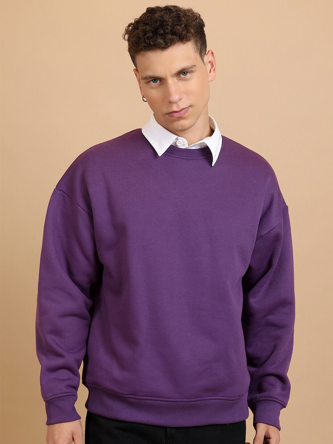 HIGHLANDER Round Neck Drop Shoulder Sleeves Sweatshirt