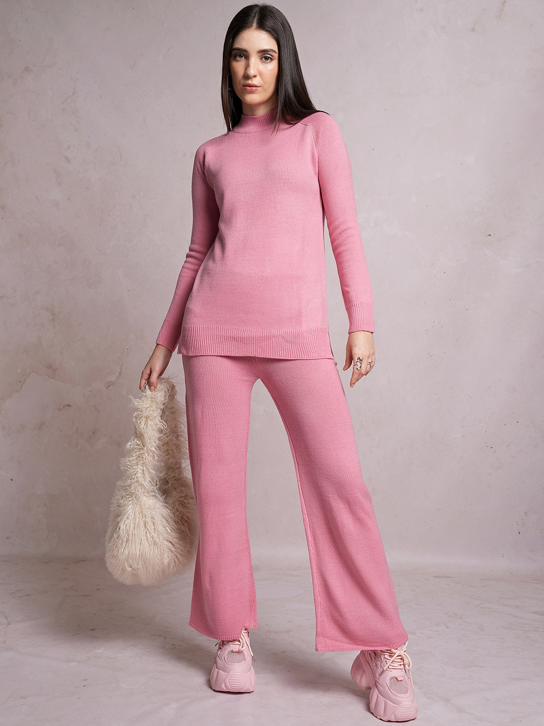 Tokyo Talkies High-Neck Acrylic Sweaters With Trousers