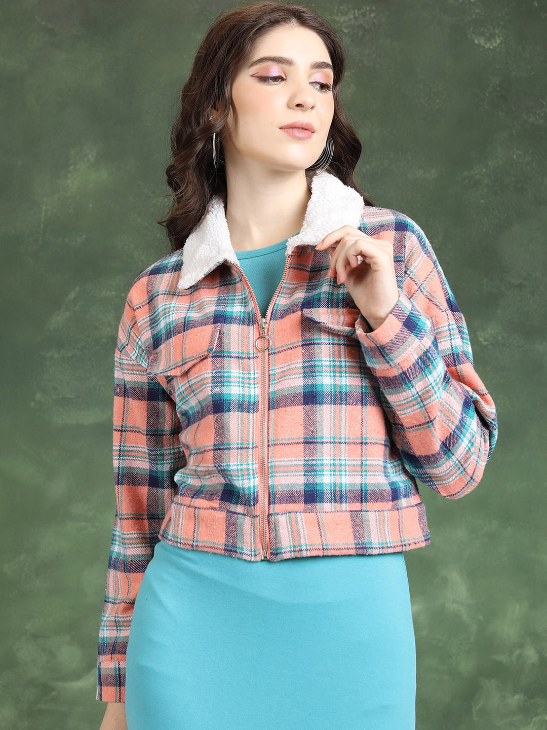 Tokyo Talkies Checked Crop Flannel Checked Shirt Flannel Checked Shirt