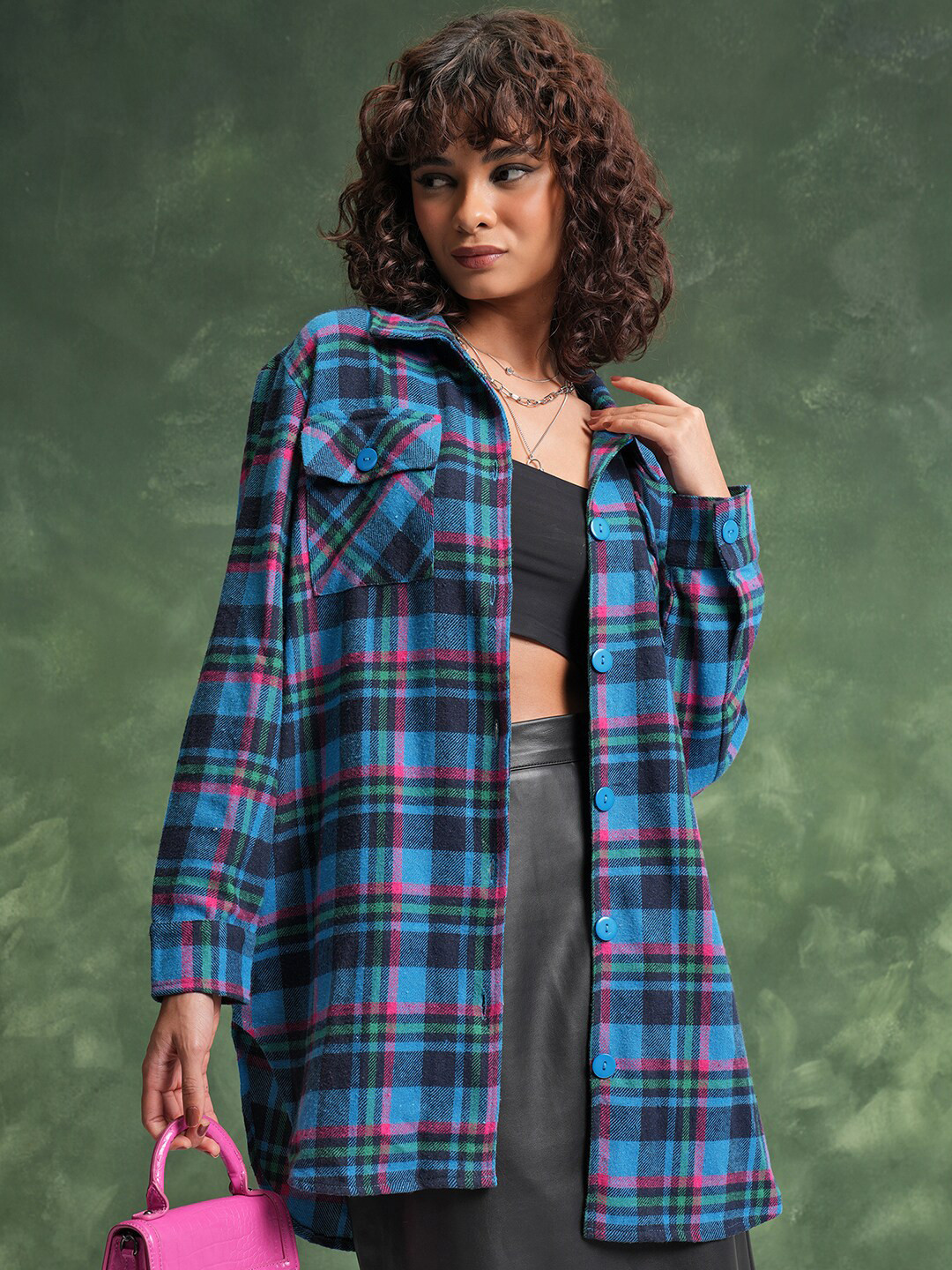 Tokyo Talkies Tartan Checked Oversized Flannel Checked Shirt