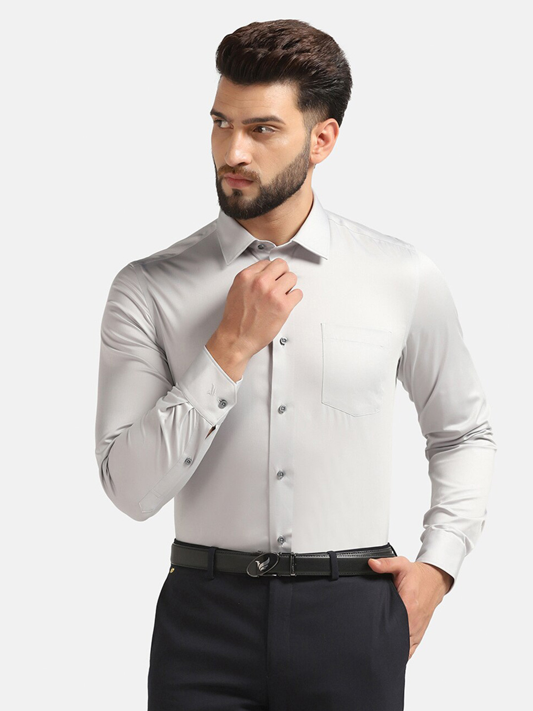 Blackberrys Men Solid Formal Slim Fit Wrinkle-Resistant Shirt
