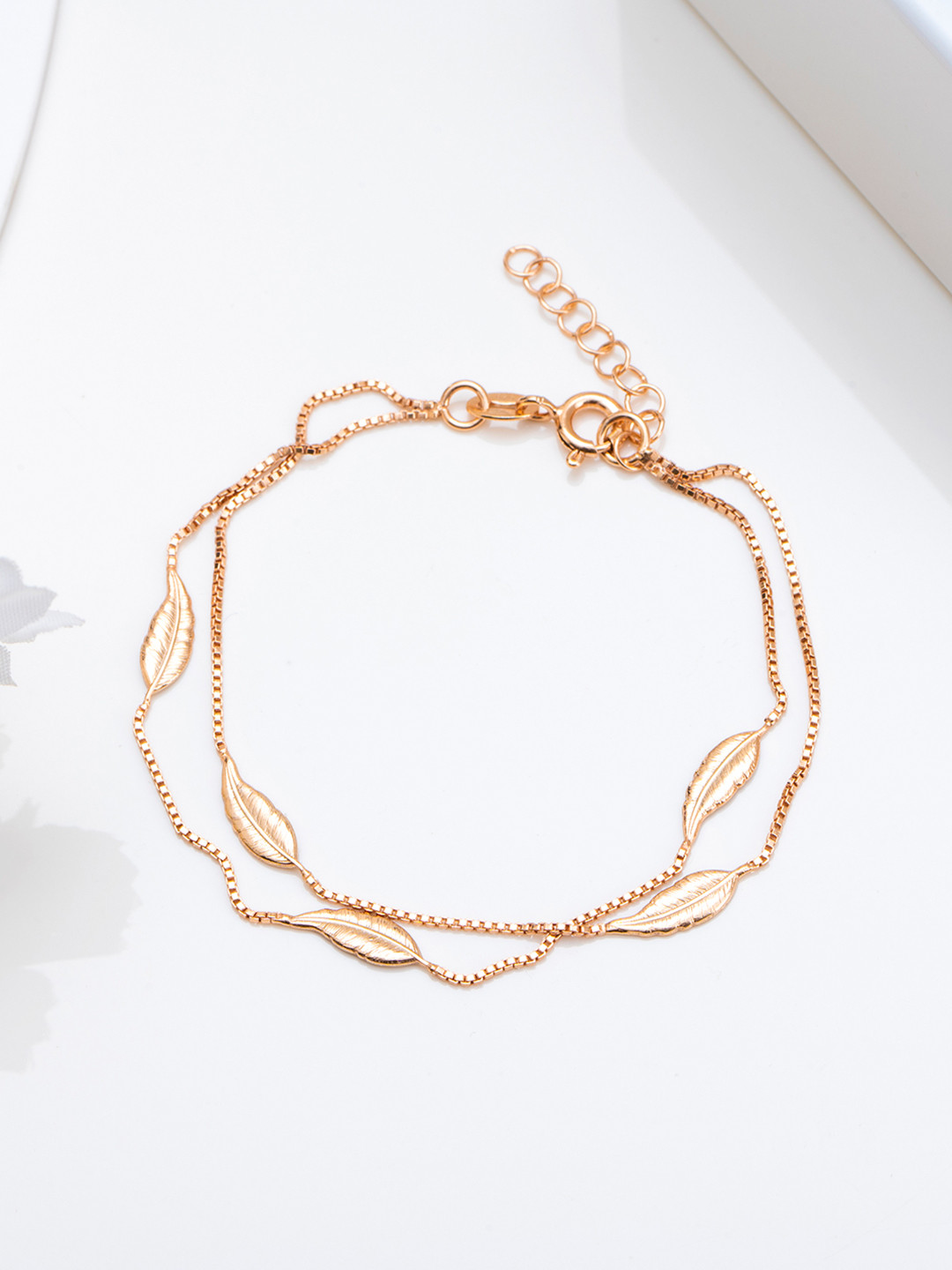 Zavya Women Sterling Silver Rose Gold-Plated Charm Bracelet