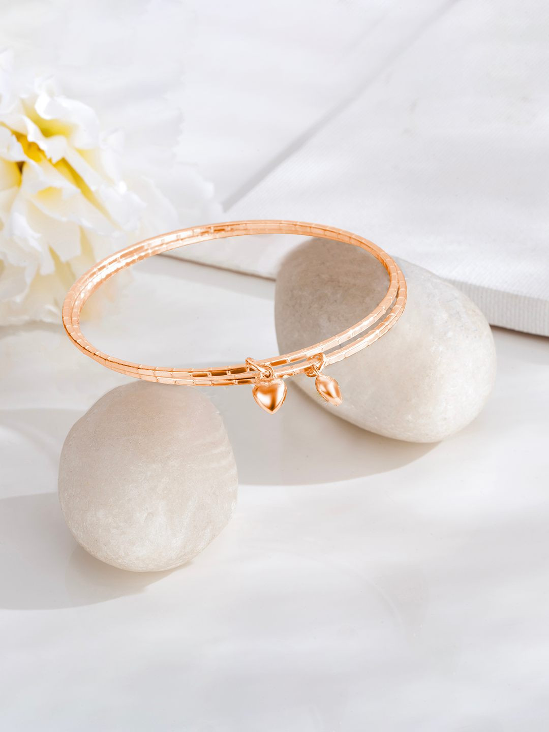 Zavya 925 Sterling Silver Set of 2 Rose Gold-Plated Bangles