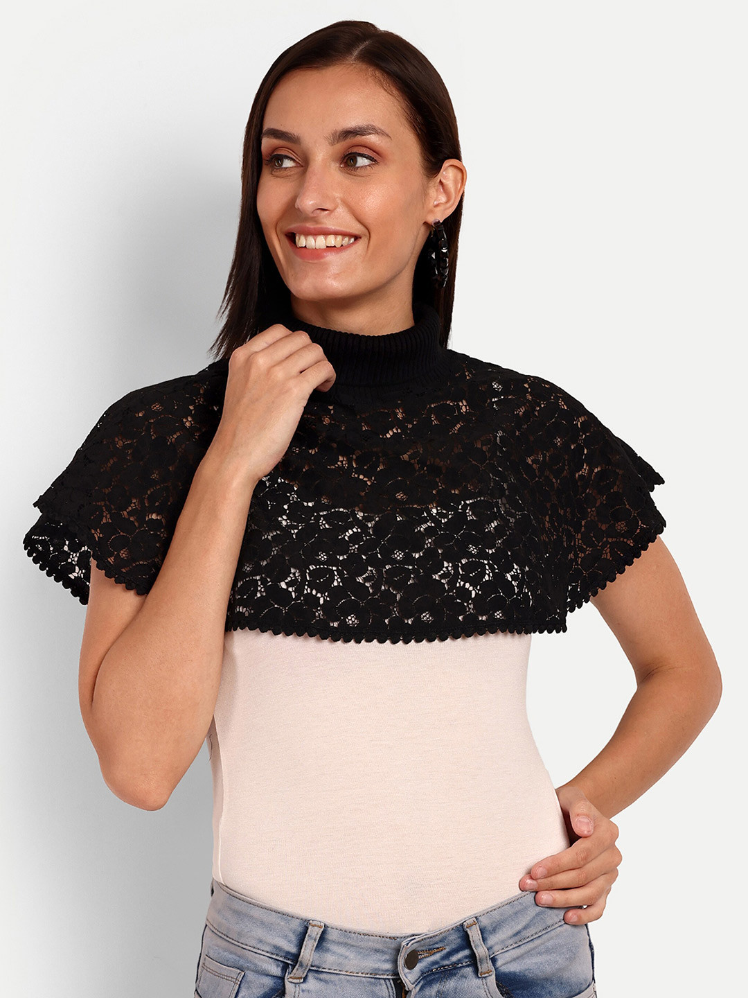 Espresso Self Design Crop Shrug