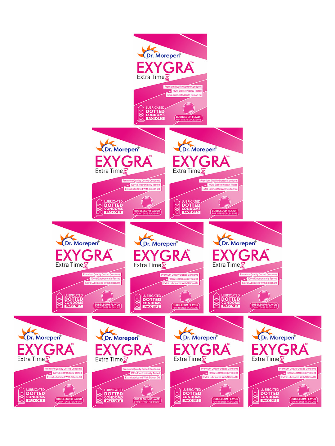 Dr. Morepen Set of 10 Exygra Bubblegum Flavoured Condoms