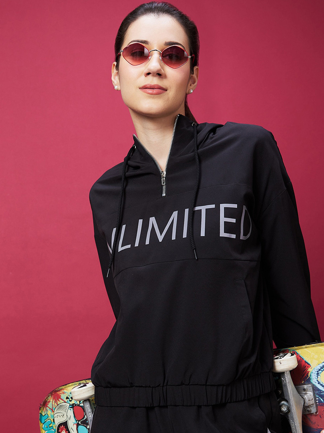 Globus Typography Printed Reflective Strip Bomber Jacket