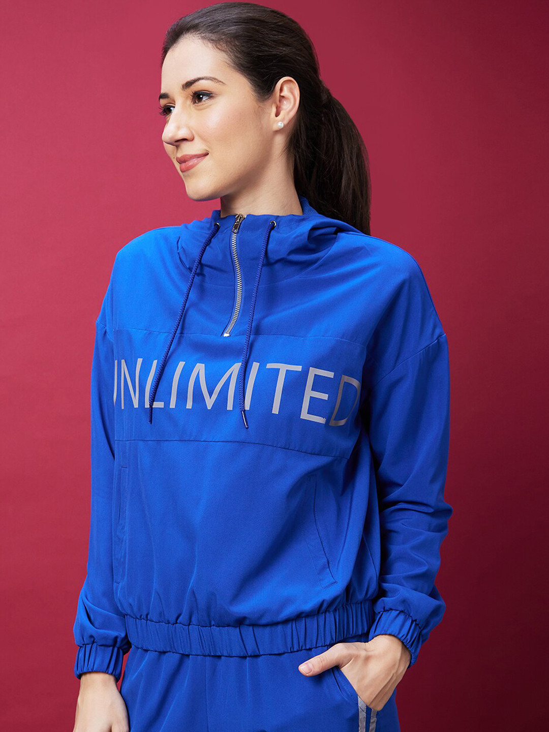 Globus Typography Printed Reflective Strip Bomber Jacket