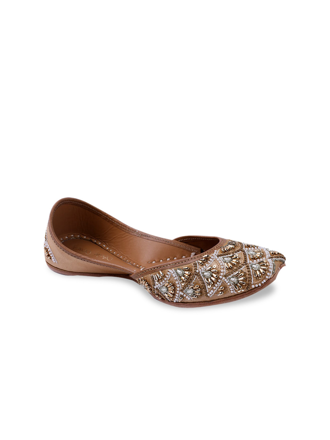 Sole Saga Ethnic Embellished Square Toe Leather Mojaris