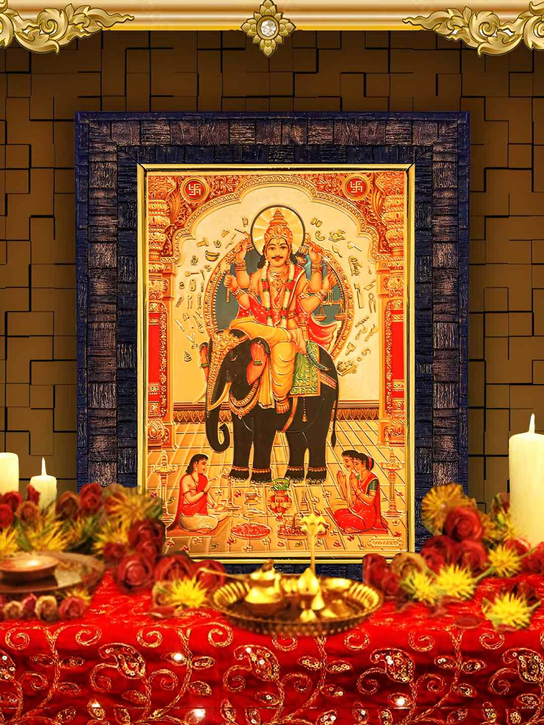 Hawai Black & Brown Vishwakarma Digital Printed Rectangle Wall Photo Frame