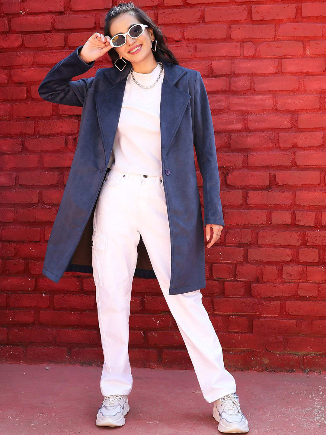 PINACOLADA Notched Lapel Single-Breasted Long Overcoat