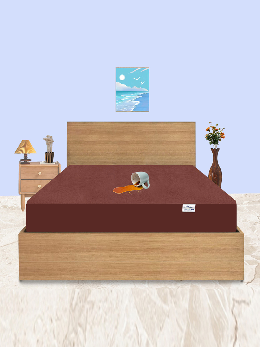 GADDA CO Coffee Queen Bed Soft & Waterproof Mattress Protector