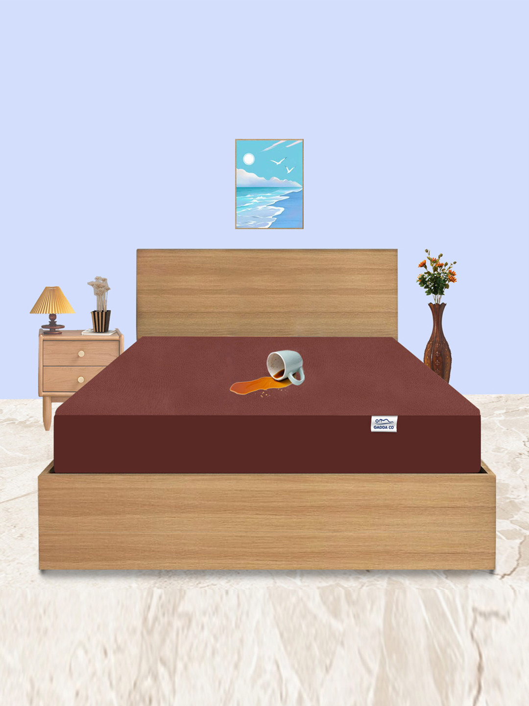 GADDA CO Coffee Queen Size Soft & Waterproof Elastic Fitted Mattress Protector
