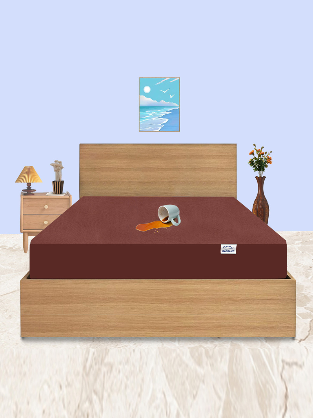 GADDA CO Coffee Queen Size Soft & Waterproof Mattress Protector