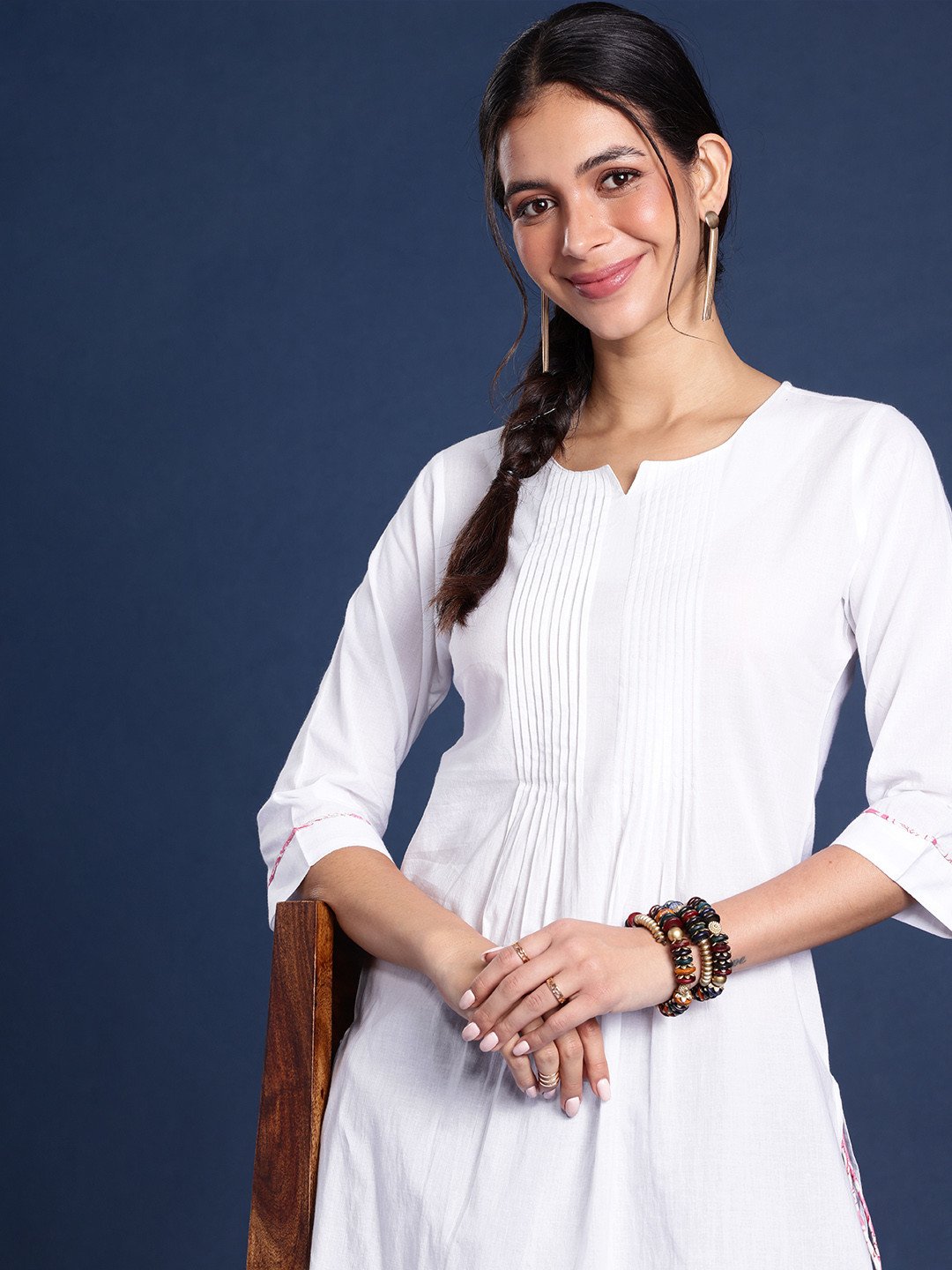 Taavi Pure Cotton Kurta with Handblock Details