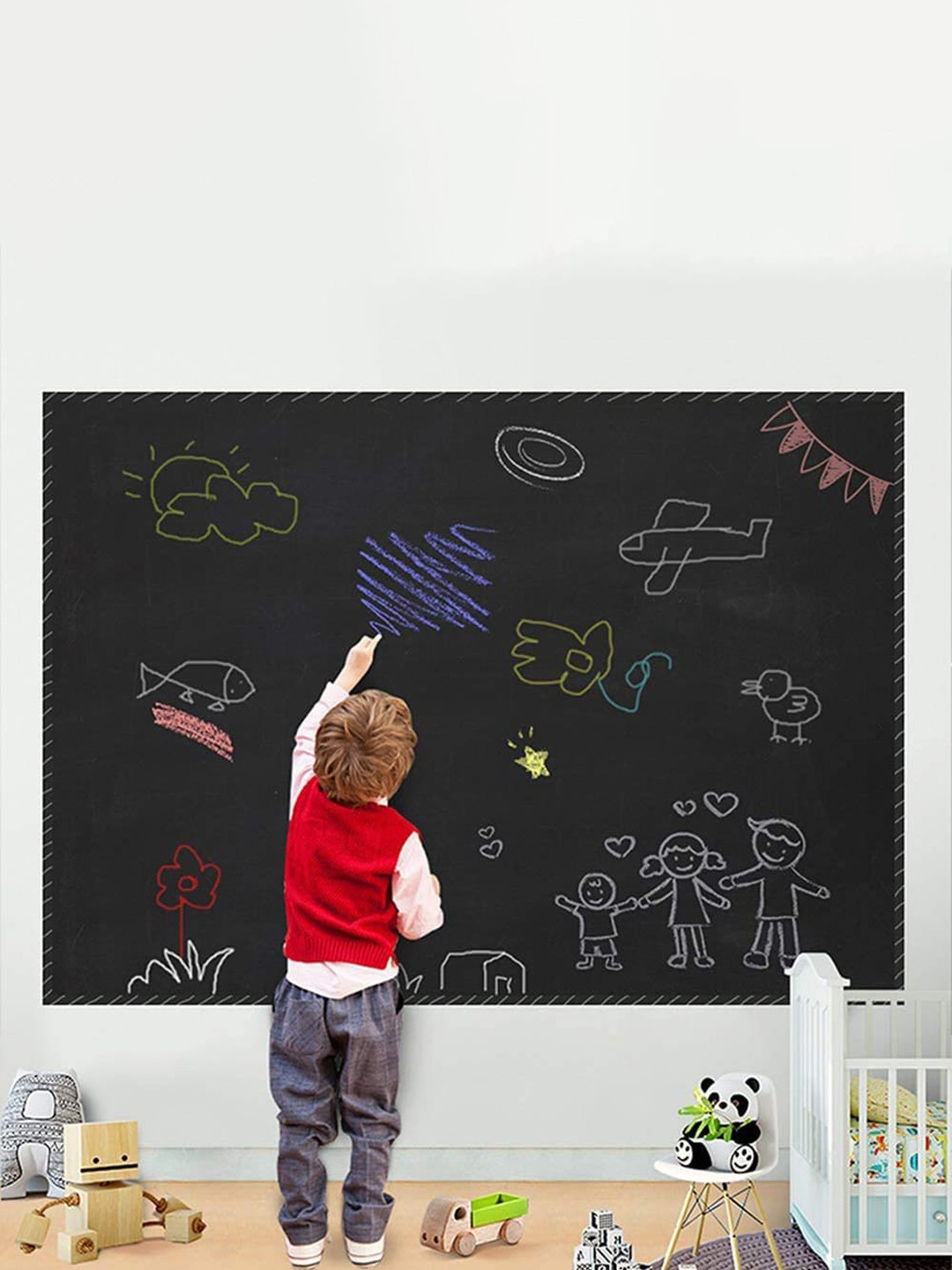 HOUSE OF QUIRK Black Self Adhesive Dry Erase Message Board Wall Sticker