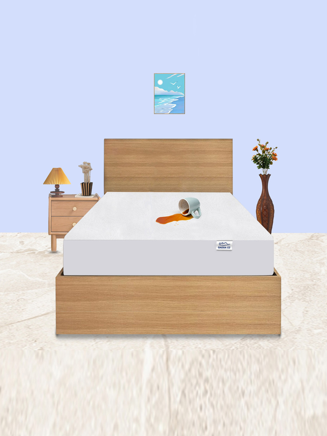 GADDA CO White Single Bed Soft & Waterproof Mattress Protector