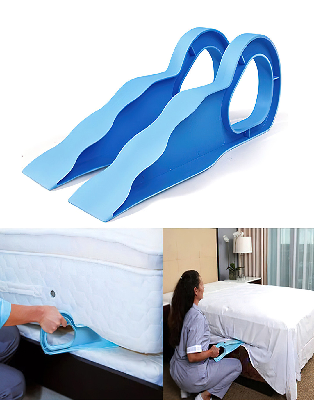 Cortina Blue 2 pieces Solid Plastic Bedsheet Tucker Tool
