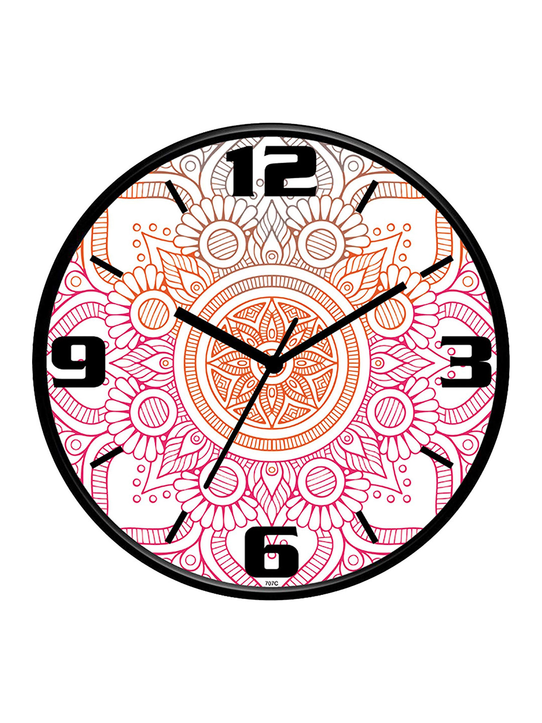 IIK COLLECTION Black Plastic Large Display Round Battery Analogue Wall Clock-30cm