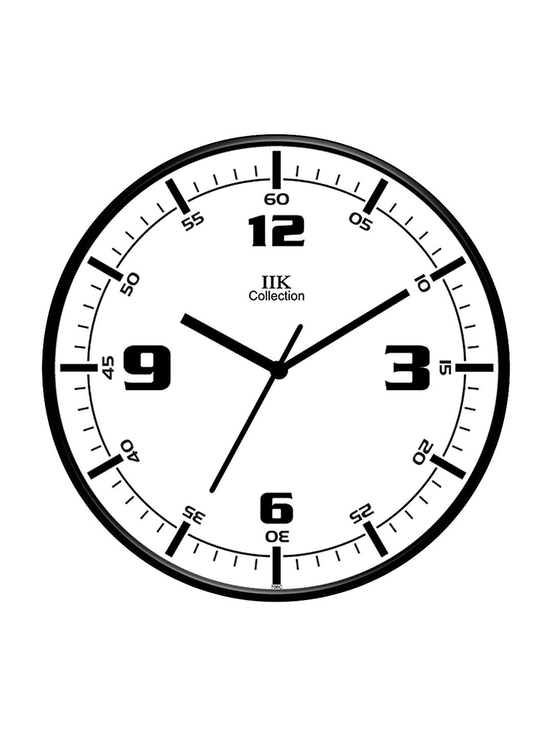 IIK COLLECTION Black Plastic Large Display Round Battery Analogue Wall Clock-30cm