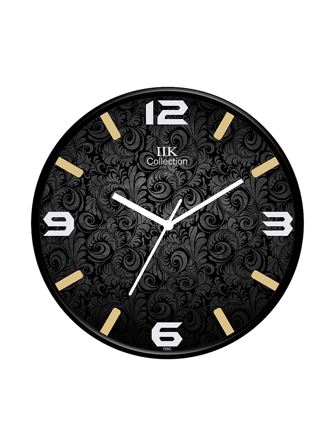 IIK COLLECTION Black Plastic Large Display Round Battery Analogue Wall Clock-30cm