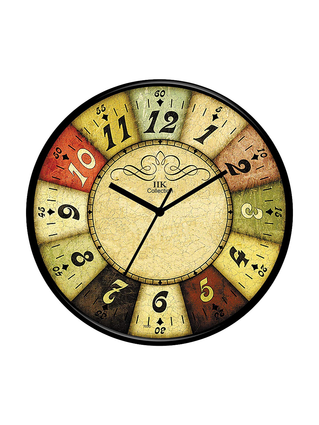 IIK COLLECTION Black Plastic Large Display Round Battery Analogue Wall Clock-30cm