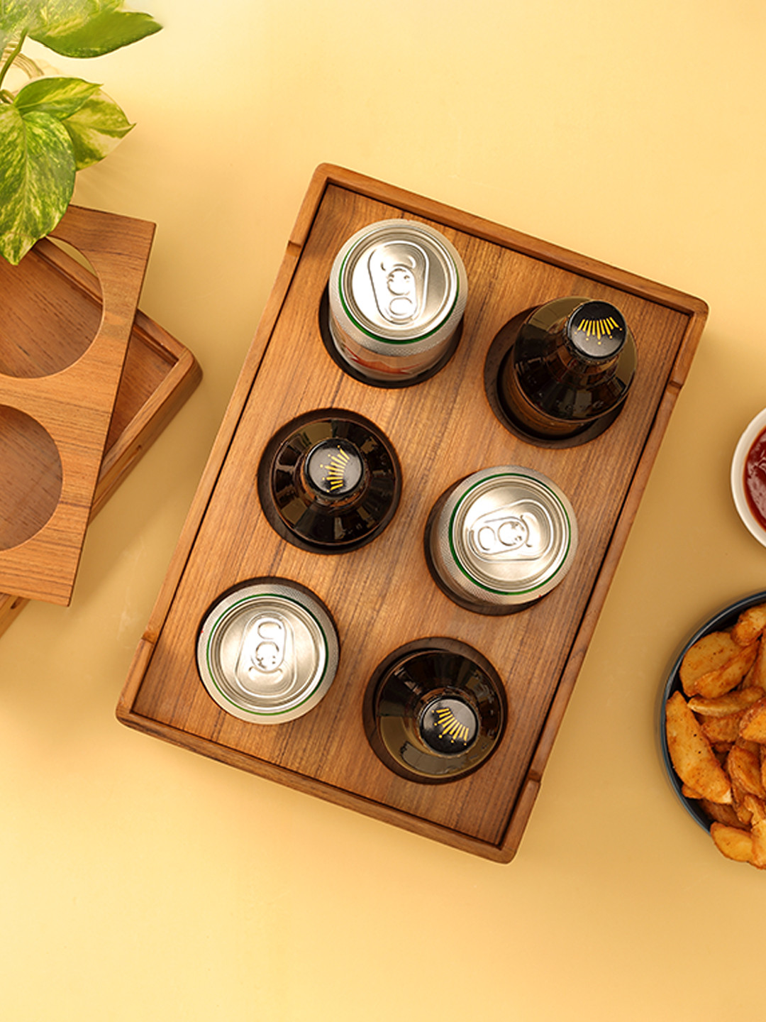 Utopia Choice Brown Cresta Beer Serving Caddy (Teak Wood)