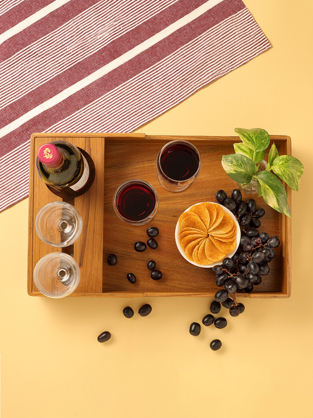 Utopia Choice Cresta Teak Wood Wine Serving Tray