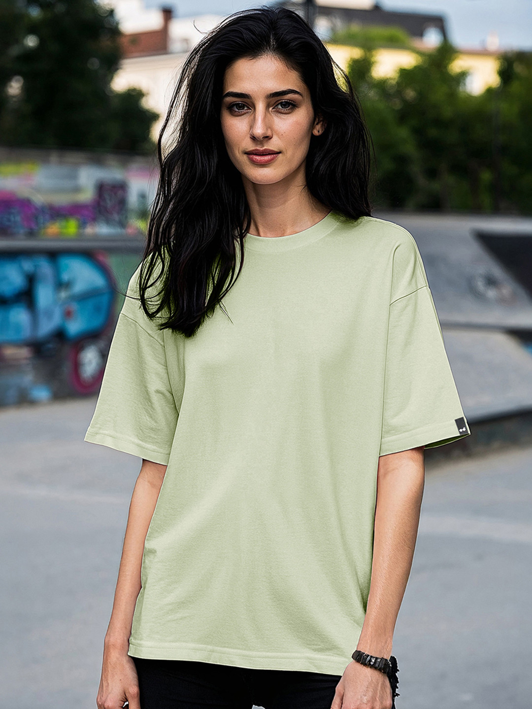 Bewakoof Drop-Shoulder Sleeves Oversized Cotton T-shirt