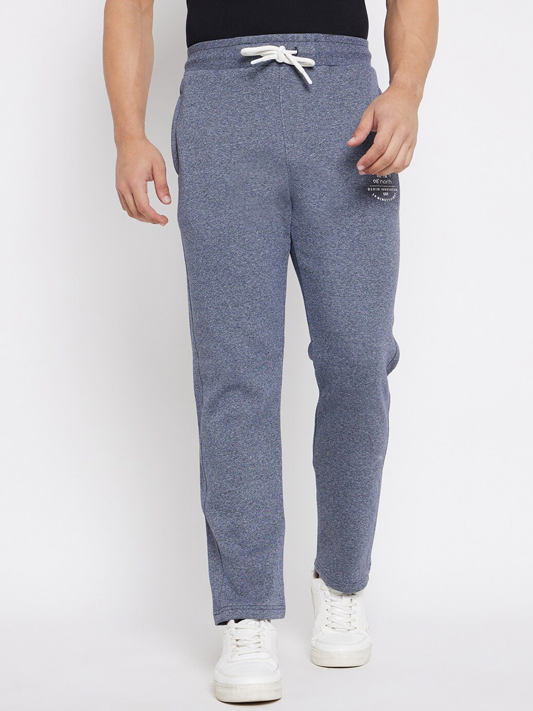 98 Degree North Men Self Design Cotton Mid Ride Regular Fit Track Pant