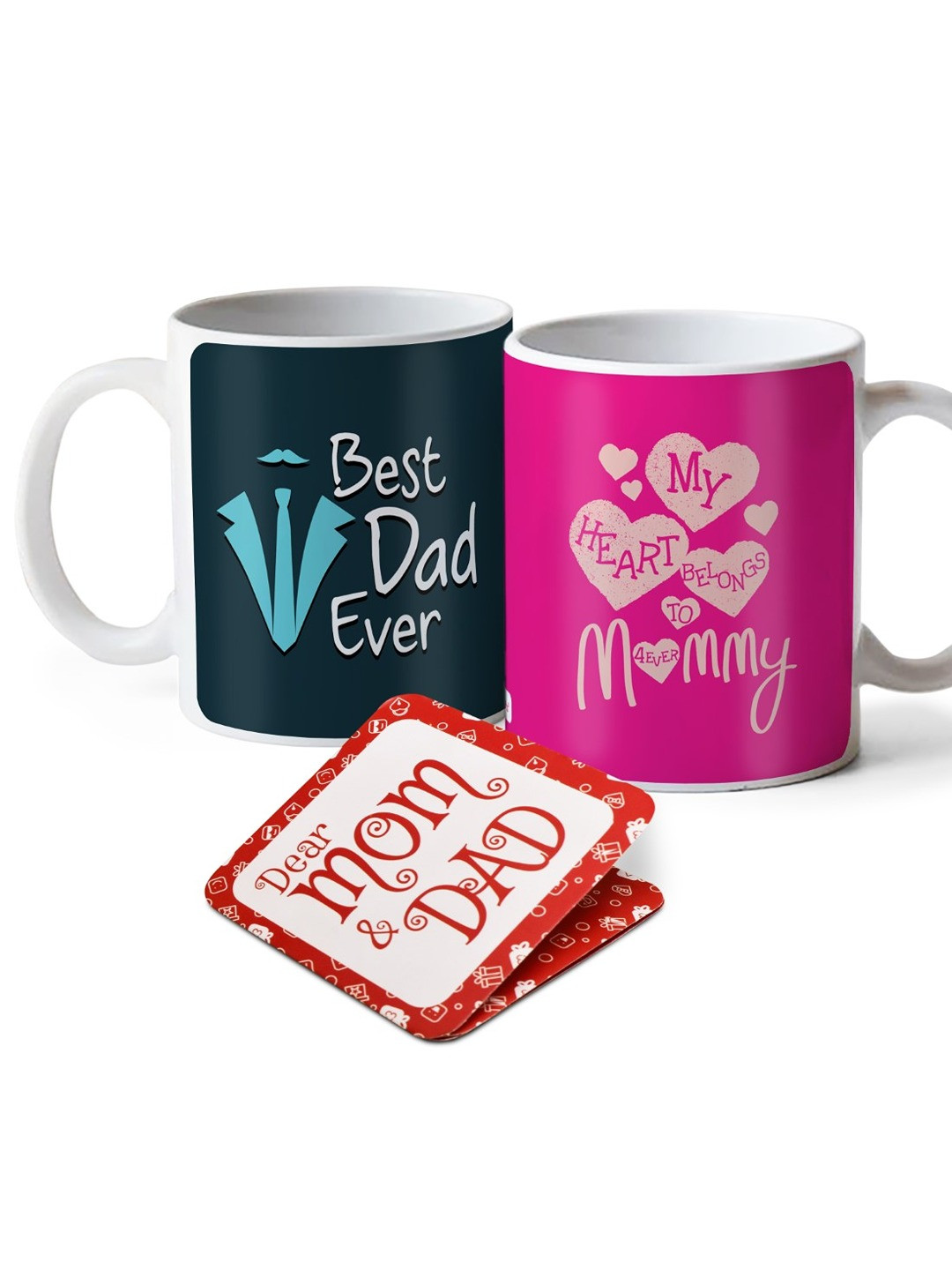 Indigifts Wolds Best Dada Ever White Typography Ceramic Microwave Safe 2 Piece Mugs-330ml